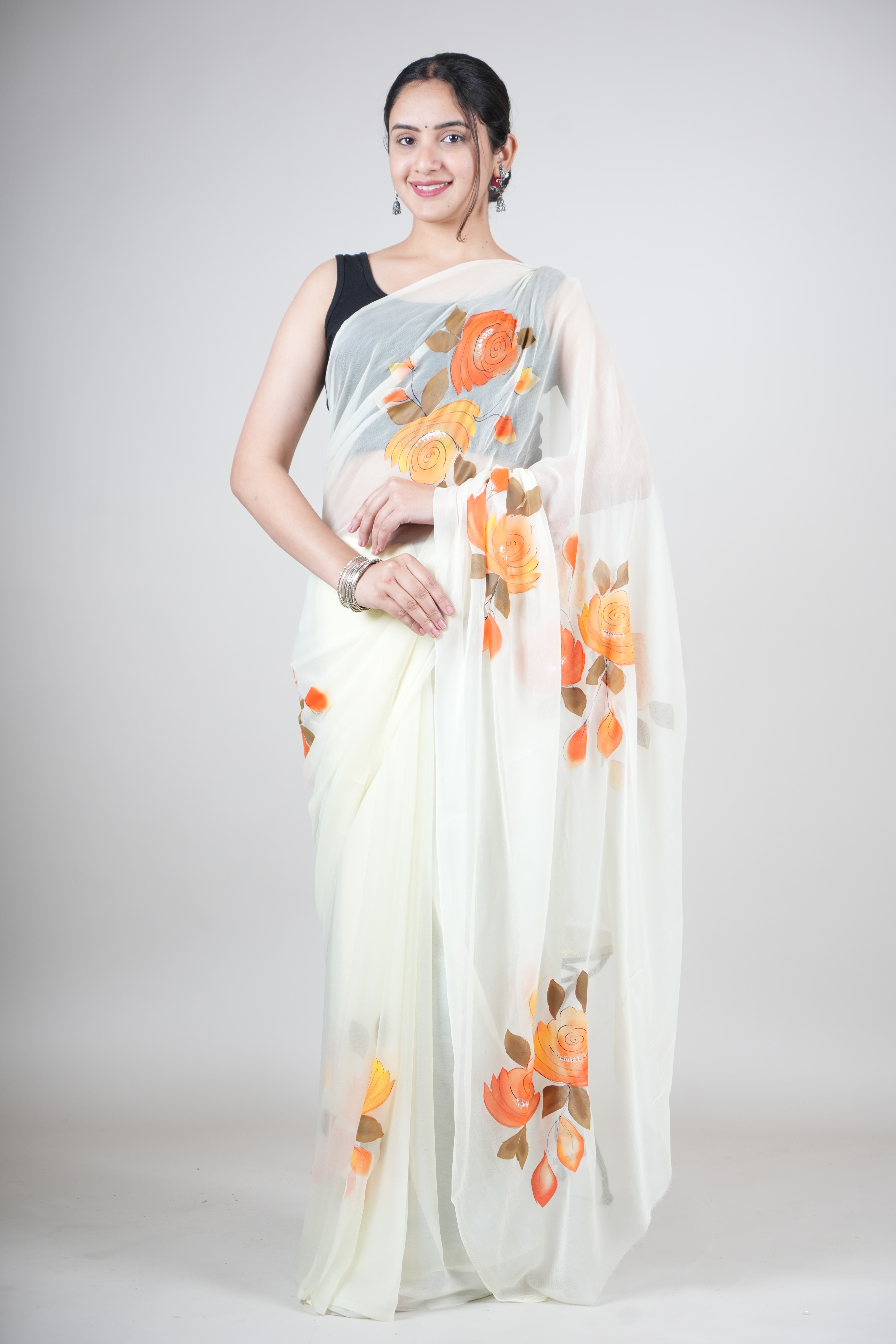 Chiffon Hand Painted Saree-25