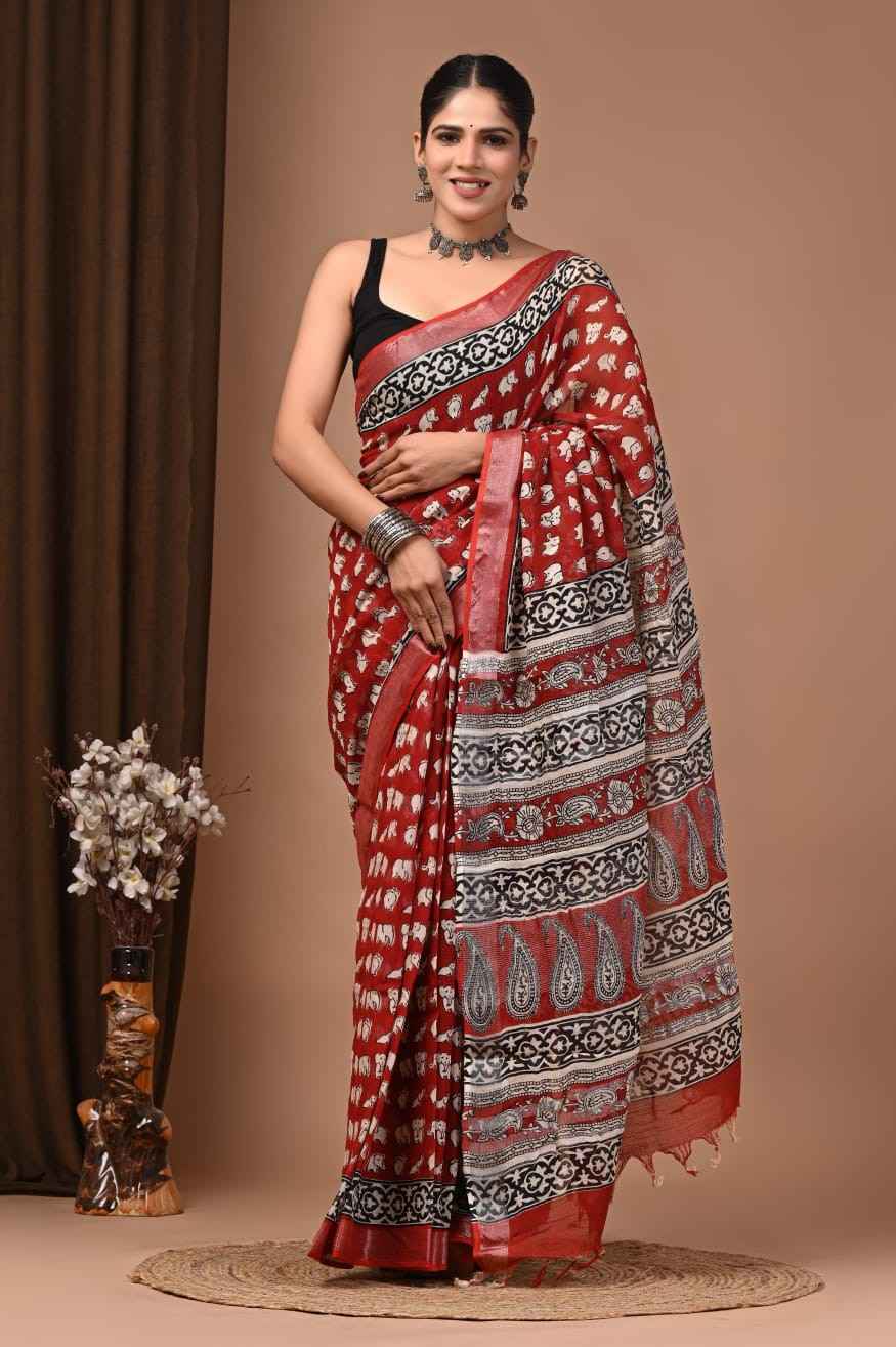 Cotton linen saree -21