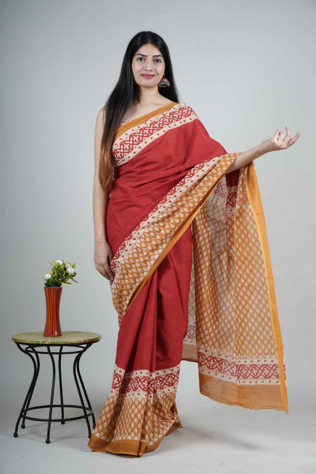 Pure Cotton Mulmul Saree -12
